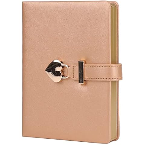Heart Shaped Lock Diary with Key, Diary with Lock for Girls and Women, Personal Planner Organizers B6 Lock Journal (7.5 x 5.5 inchs) Golden Cover