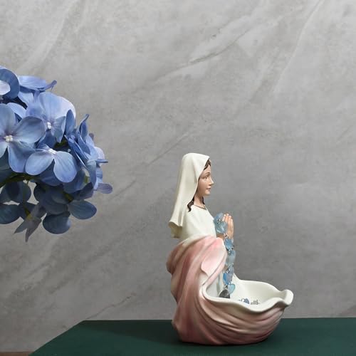 Estatua Virgen María Porta Rosario Decorativa Rosa 6 pulg miniatura 5