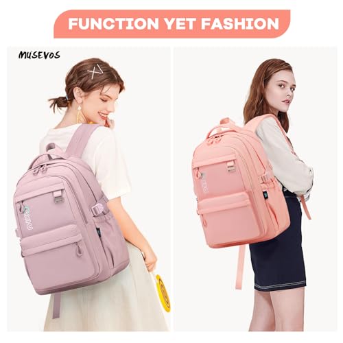 Trendy Casual Backpack with Solid Color, Water Resistence School backpack for Girls, Teen Bookbag for Women, Purple2