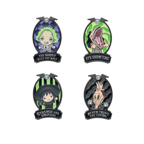 Set Pins Beetlejuice   4 Figuras, broches : Accesorio disfraz | Beetlejuice Merchandising Oficial