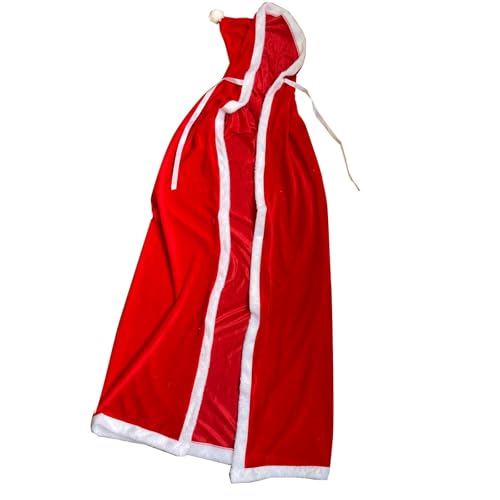 Weinachtsmannan Kostüm Weihnachten Santa Umhang mit Kapuze Rotes Cape Weihnachtsmantel Nikolaus Kostüm Damen Weihnachten Fasching Samt Umhang Kapuzenmantel Rot Samt Mantel Kinder Weihnachts Kostüme