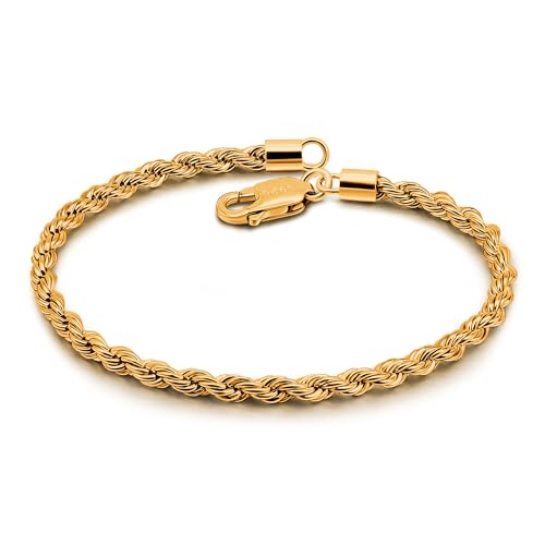 Dankadi Bracelet à Corde Fin 3MM en 925 Argent, Chaîne Jonc Fine 6.3