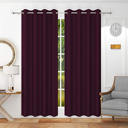 Image of Premium Blackout Solid Curtain for Home 100% Opaque Curtains for Door 7 Feet,Pack of 3,Wine