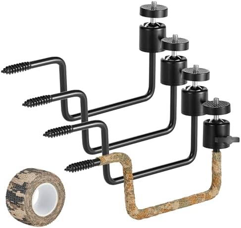 ALTIN Trail Camera Tree Mount, Trail Camera Holder, Hunting Accessory, 4 Pack Tracking Bracket, Tree 1/4" x 20 Screw，360° Rotatable Interface Trailcam Holder for Hunting with Camouflage Style