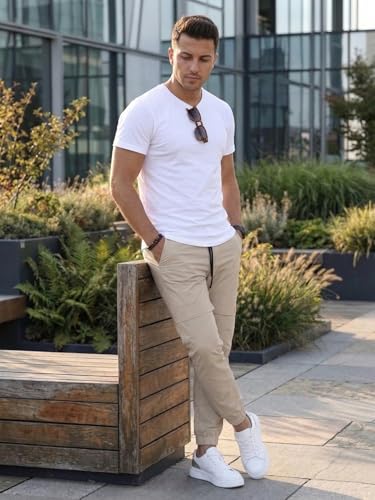 Image of ANNI Designer Men Cargo Pants Cotton Solid | Cargo Pants for Men | Mens Cargo Trouser | Multi Pocket Cargo Pant Regular Fit | Casual Stylish Bottom Wear for Mens Comfortable Clothing