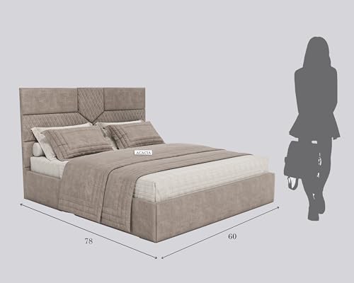 Image of Acacia Modern Upholstered Queen Size Bed with Box Storage for Bedroom | Wooden Double Bed with Storage | Platform Cot Bed with Upholstery Premium Fabric | 6.5 x 5 Ft | Sheesham Wood (Mocha Brown)