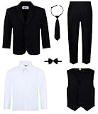 Picture of Boys 5-piece Suit Set - Includes Jacket, Dress Pants, Dress Shirt, Vest, Necktie & Bow Tie - Black, 8