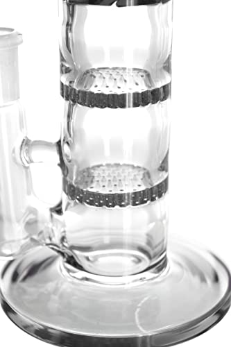 Heisenberg Dude X3 Percolator Bong 27cm Schliff 14,5 (NS 14) Glasbong aus Borosilikatglas mit Honeycomb + Turbine (Grau) – Bild 5