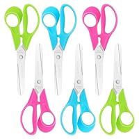 Uaugulft Kid Scissors, Safety Children Scissors with Stainless Steel Blunt Tip Blades and Ergonomic Handle, Great for School and Classrooms, Multiple Colors, 5 inch, 6 Pcs