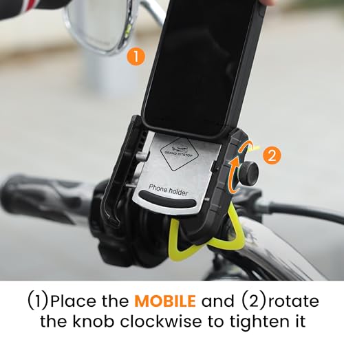 Image of GRAND PITSTOP Bike Mobile Holder | (Silver - Jaw Grip 360) | Aluminium Clamp for Scooters, Bikes, Bicycles | Sturdy GPS Phone Mount | Shockproof, Firm Hold for Navigation