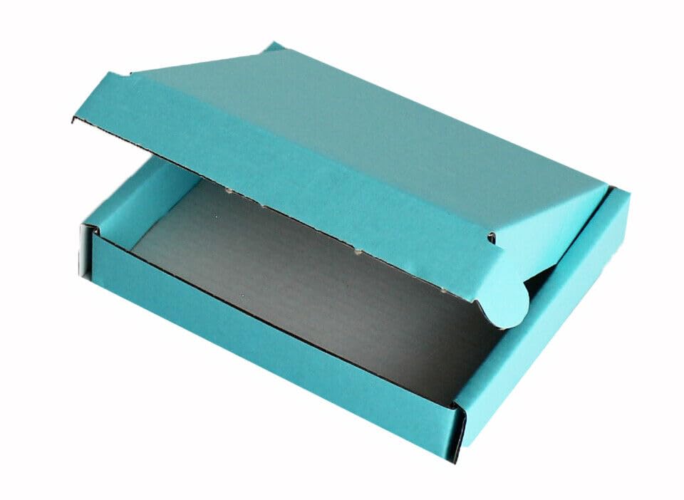MEG4TEC 50 Pack Shipping Coloured Boxes A7/C7 Cardboard Large Letter PIP Mailing Gift Box (Light Blue, MINI C7 (10cm x 10cm x 2cm))