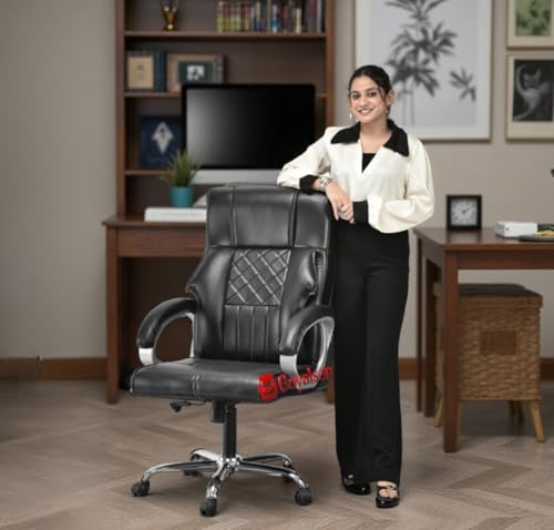 Image of GOYALSON Doctor Ortho Lumbar Support Spine Care High Back Office Executive Boss Black Revolving Chair | Made in India (Black X)
