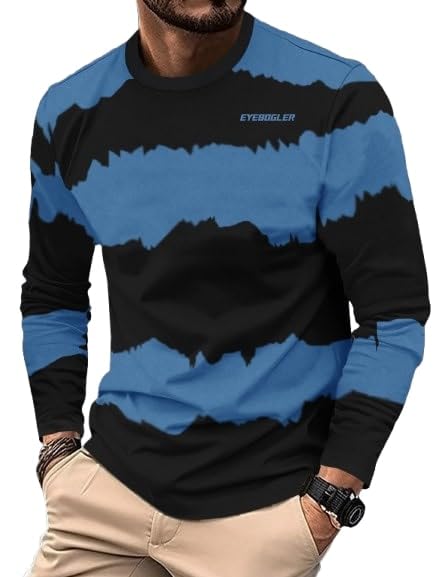 Image of Noble Monk Men Full Sleeve Round Neck T-Shirt | Tie & Dye Pattern |Regular fit Tshirt for Men