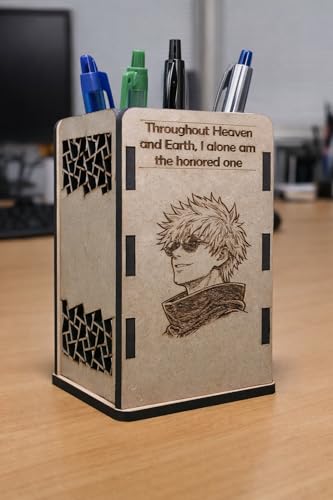 Image of Satoru Gojo Wooden Organizer Pen Stand | Anime Pencil Holder for Study Table | Jujutsu Kaisen Desk Accessories