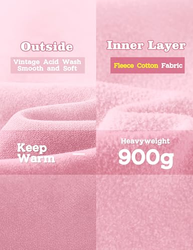 Image of FAIABLE Womens Oversized Acid Wash Hoodie Unisex Heavyweight Cotton Hoodies Fleece Vintage Washed Sweatshirt Women Men