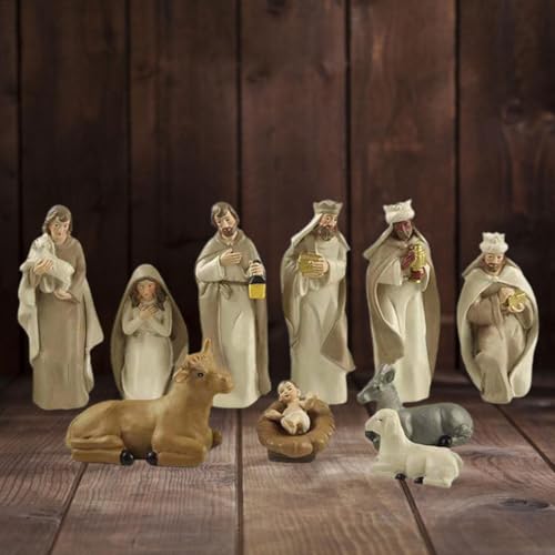 Ornements de crèche de Noël, figurines de crèche de Noël, avec 11 figurines (jusqu'à 5,1 cm), pour décoration de table de Noël, accessoires de crèche de Noël, cadeau de Noël