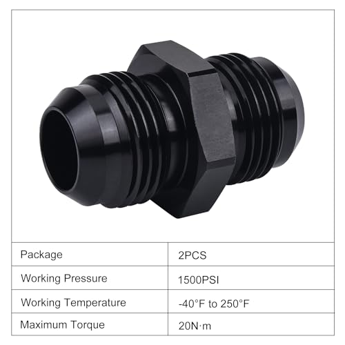 Image of EVIL ENERGY 12AN Male to Male Flare Coupler Union Straight Fuel Hose Adapter Fitting Black 2PCS