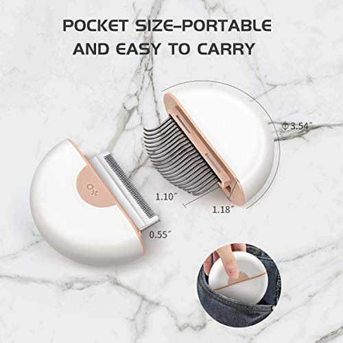Cat Hair Removal Comb Dog Grooming Brush 2 in 1 Pet Massage Shedding Brush Portable Self Cleaning Tools for Short Long Haired Puppy & Kitten & Rabbit & Little Pets - Thumbnail 7