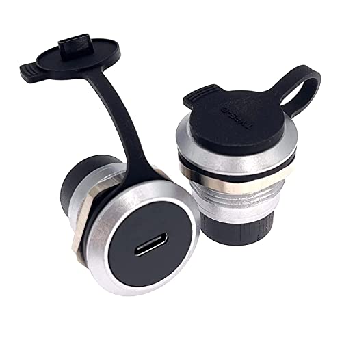 PENGLIN 2PCS USB 3.1 Typ C Panel Montage Wasserdichter Stecker, 24 Pins Buchse zu Buchse Zinklegierung Gehäuse Doppelkopf Adapter mit Wasserdicht/Staubkappe Cover