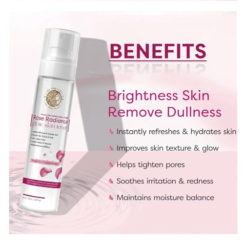 Image of NEW YORK BEAUTYRose Radiance Glow Skin Toner | Vitamin C & Hyaluronic Acid | Infused With Centella Asiatica Extract | BRIGHTENS & IMPROVES SKIN RADIANCE DEEP HYDRATION & PLUMPING EFFECT | Balances pH Levels | Women & Men | 100ml