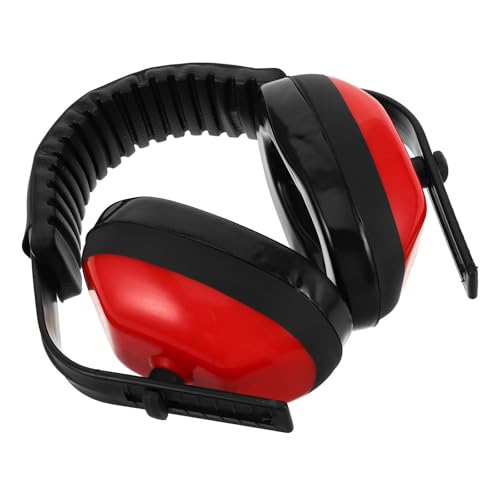 SOIMISS Orejeras Cancelación de Ruido y Protección Auditiva para Jardinería y Tiro, Cascos Insonorizados Profesionales Ajustables, Diseño Acolchado en Rojo y Negro para Trabajo y Estudio