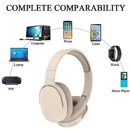 YiYunTE Headphones Wireless Bluetooth Over Ear Headphones Noise Cancelling On Ear Headphones Over Head Wired Headphones with Microphone Jack Foldable Headphone Beige Headset for Gaming Gym PC Laptop YiYunTE Headphones Wireless Bluetooth Over Ear Headphones Noise Cancelling On Ear Headphones Over Head Wired Headphones with Microphone Jack Foldable Headphone Beige Headset for Gaming Gym PC Laptop