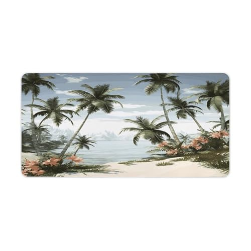 Pad Mouse Grande con Base de Goma y Diseño Tropical