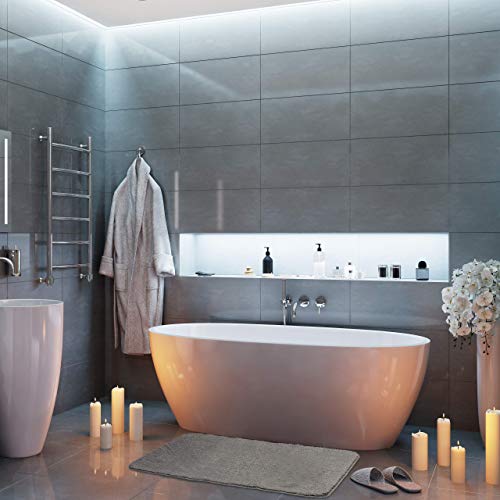 Relaxdays Bath Mat, Fluffy Bath Rug, Non-Slip & Washable, Bathroom Mat, 50 x 80 cm, Grey