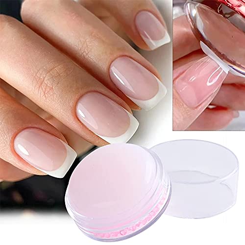 French Nail Manicure Silicone Nail Stamper,Nail Art Stamper,Clear Jelly Nail Stamper,White Silicone Jelly Head DIY for Nail Stamp Printing Stamping Plates Nail Stamping Polish Gel- Pink