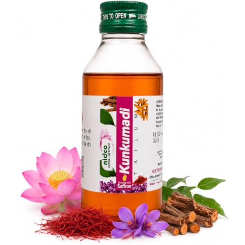 Image of Kumkumadi Tailam for Face | Enriched with Saffron | Dark Spot Corrector | Ayurvedic Herbal Oil for Pimples, Acne, Spots, Pigmentation | For Men and Women - 100ml (Pack of 1)