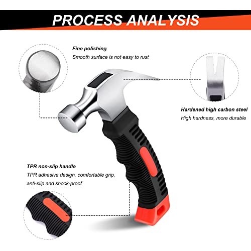 12 Pcs Stubby Claw Hammer, 8 Ounce Small Mini Stubby Hammer, Small Claw Hammers Lightweight Melt Claw Hammers Tool For Home Repair, Building, Household Work, Crafts Handmade Outdoor Camping, Tent Kit #TOP1