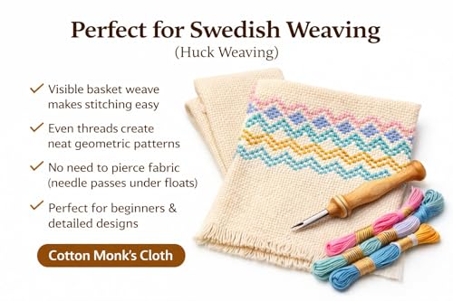 Image of Punch Needle Base Fabric, Monks Cloth, Canvas Style Material for Rug Tufting, Embroidery & DIY Craft Use (5 M)