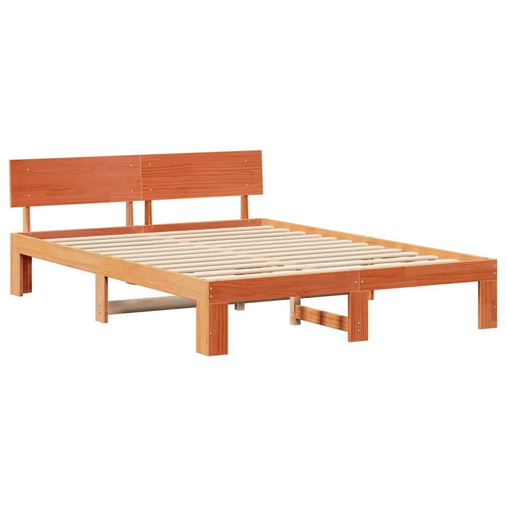 Lite drewno sosnowe minimalistyczny stelaż 25.4 Brązowy 160 x 200 cm