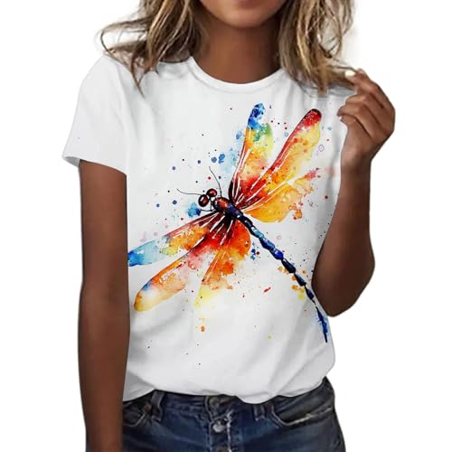 Camiseta Manga Corta Mujer Hermosa Blusa Casual Mujer Cuello Redondo Manga Corta T-Shirt con Único Estampado Cielo Estrellado