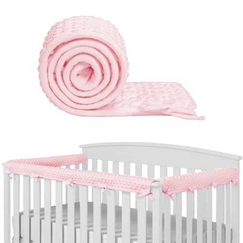 IULONEE 3pcs Funda Protectora de Barandilla para Bebés Cubierta Protectora para Reposabrazos de Cuna 128x18cm/68x18cm para la Protección de Las Barandillas de Cama Infantil (Rosa)