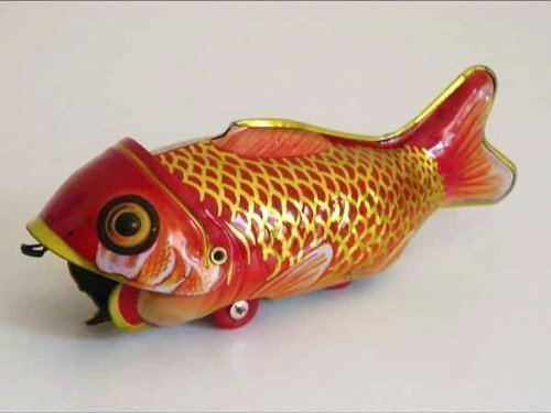 Blechspielzeug zum Aufziehen tin toys wind up-Spielzeug großer Fisch frisst kleinen Fisch rot gold schwarz(Einfuhr aus Hong Kong ) Cover