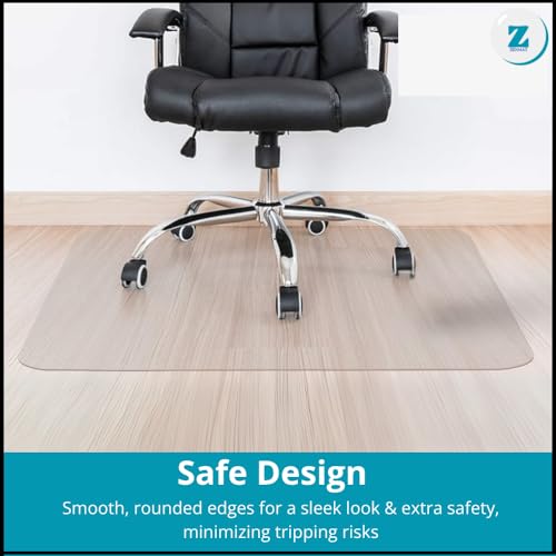 Image of 2mm Thick PVC Chair Mat for Hardwood /Tile /Laminate /Concrete Flooring | Prevents Scratches, Ensures Smooth Rolling & Non-Slip | Customizable Sizes (Translucent)