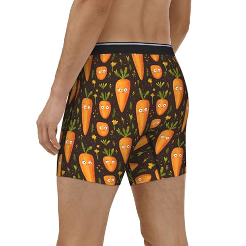 Mens Boxer Briefs - Cute Carrot Print Soft Breathable Men'S Underwear Waistband Long Boxer Briefs4
