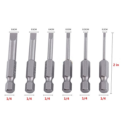 Rocaris 6Pcs 2 In 2.0-6.0Mm Flat Head Slotted Tip Magnetic Slotted Screwdrivers Bits Multifunctional Alloy Steel Screwdriver Set thumb #1