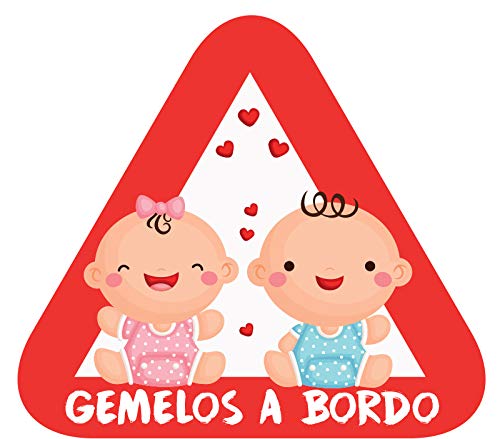 Haberdashery Online - Pegatina Adhesiva Bebé a Bordo, Adhesivo de Vinilo, Apto para Superficies Lisas y Limpias, Tamaño 16 x 14.5 cm, Color Gemelos, Tamaño Gemelos