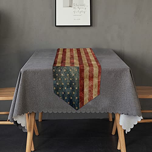 Sweetshow Vintage American Flag Table Runner 13 X 70 Inches Patriotic Independence Day 4Th Of July Table Runner Suitable For Holiday Party Wedding Kitchen Dining Room Tables Decor #TOP2
