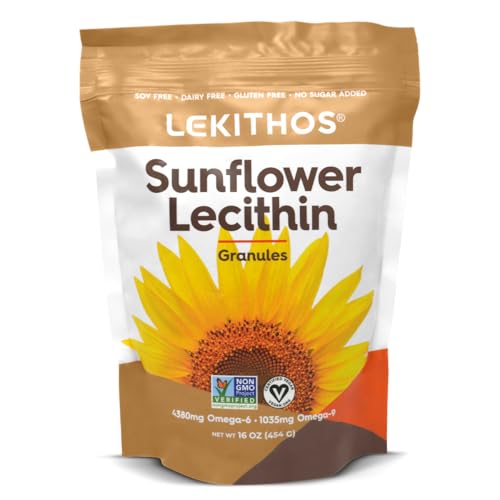 Lekithos Sunflower Lecithin Granules, Allergen Free, Gluten Free, No Artificial Preservatives, Single Ingredient (16oz)