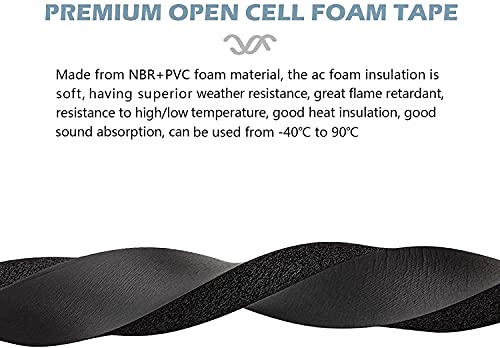 13Ft Nbr+Pvc Air Conditioner Foam Seal Insulating Strip 2 Roll 1 X 1 Inch 6.5 Feet Long Heavy Duty Window Seal Weather Stripping With High Resilience No-Adhesion #TOP4