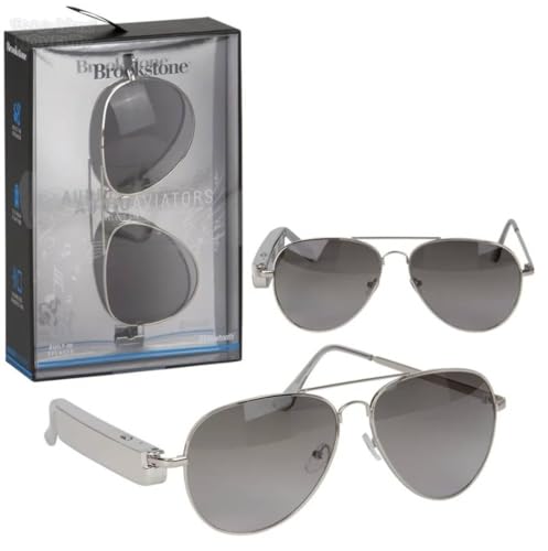 Brookstone Audio Aviators – Wireless Speaker Sunglasses, Bluetooth, Rechargeable, UV Protection - 1 Count