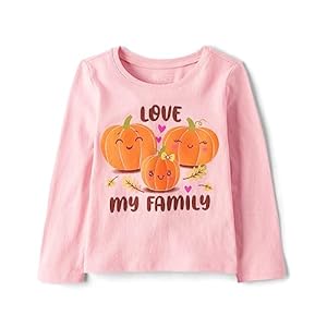 The Children’s Place Baby Girls’ and Toddler Fall Thanksgiving Long Sleeve Graphic T-Shirt