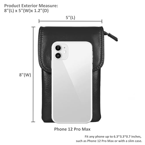 Befen Black Genuine Leather Cell Phone Holder Crossbody Wallet Purse Mini Smartphone Shoulder Pouch Bags For Women thumb #4