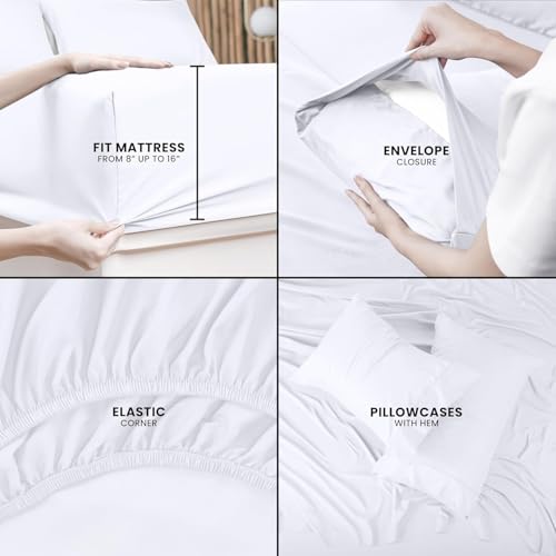 Image of Utopia Bedding Full Bed Sheets Set - Pack of 2 Sheet Sets - Perfect for Spa, Hotel, & Guest Bedroom - Brushed Microfiber - Shrinkage and Fade Resistant - Easy Care (White)