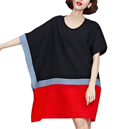 ELLAZHU Women Mid-Long Personality Big Hem Oversize T-Shirt Dress GA1166