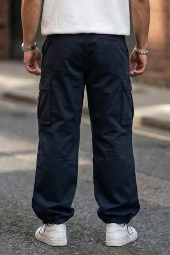 Image of Veirdo Men's Baggy Cargo Oversized Pants with Utility Pockets, Relaxed Loose Fit Street Style Trousers, All-Day Comfort, Perfect Casual Wear, Travel, (Size S to 2XL)