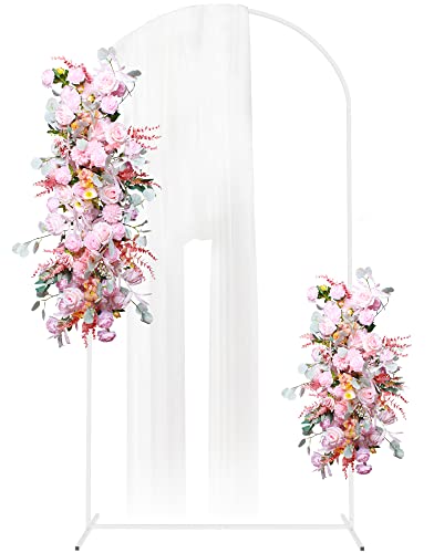 Image of Putros Arch Backdrop Stand 7.2ft, Metal Wedding Arch Stand, White, Arched Background Frame for Birthday Party, Baby Shower, Graduation, Photography Decoration